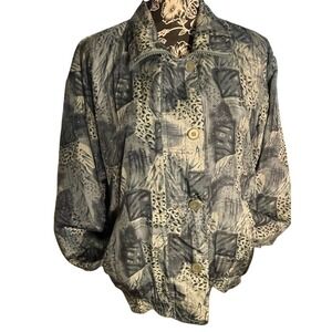 Vintage Cervelle 100% Silk Exterior 2-piece Track Suit, size Medium